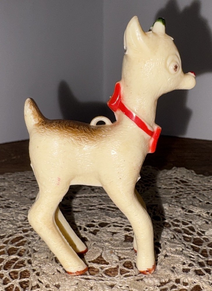 Vintage Hard Plastic Rudolph Ornament