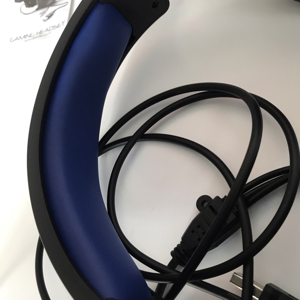 Bytech Gaming Headset Black Blue Backlight Adjustable Headband 3.5mm USB Mic