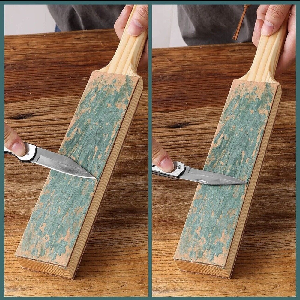 Double Side Leather Strop Paddle for Knife Razor Sharpening W Buff Hon Compound