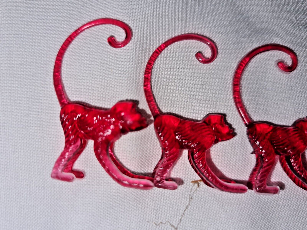 6Vintage Plastic Pink Monkey Cocktail Hanger Decor Retro Barware