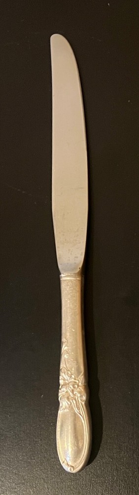 Oneida Community White Orchid Dinner Knife 9.5" Silver Plate Handle