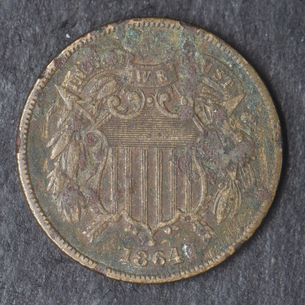 1864 "Large Motto" 2C Two Cent Piece - COINGIANTS -