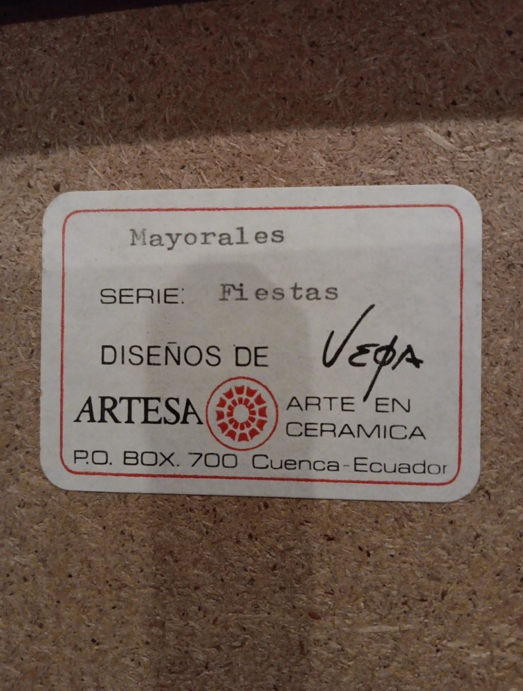 Eduardo Vega Ceramic Art Tile Vintage Ecuador