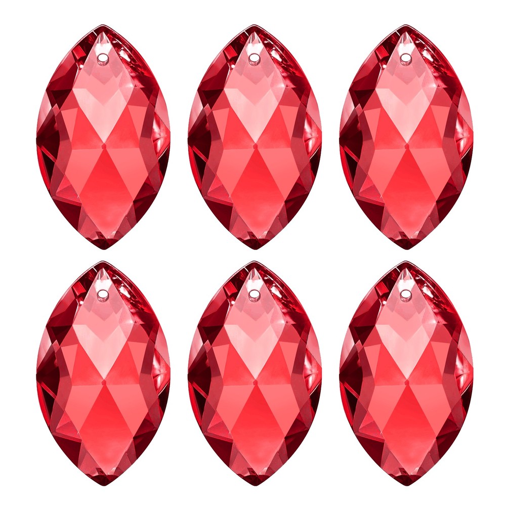 K9 Crystal Pendants Oval Beads, 6 Pack 38mm, Red