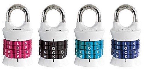 Master Lock 1535DWD Vertical Resettable Word Combination Lock - Pack of 4