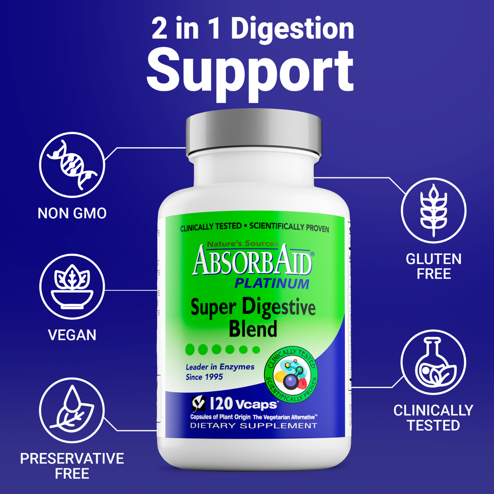 AbsorbAid PLATINUM 120 Digestive Enzyme/Probiotics - Complete Digestive Support!