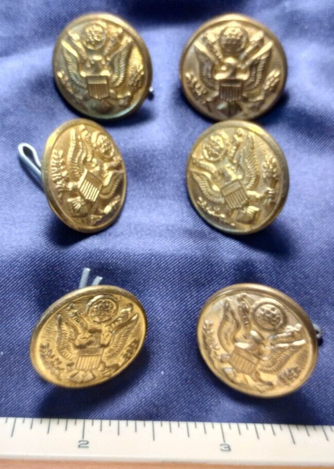 WW2 US Army tinback 7/8" Buttons with toggles, 6, Handy Button Machine Co.