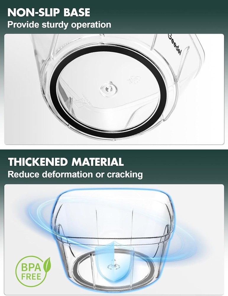 Manual Food Processor Vegetable Cutter, Pull Chopper with String, Food Choppe...