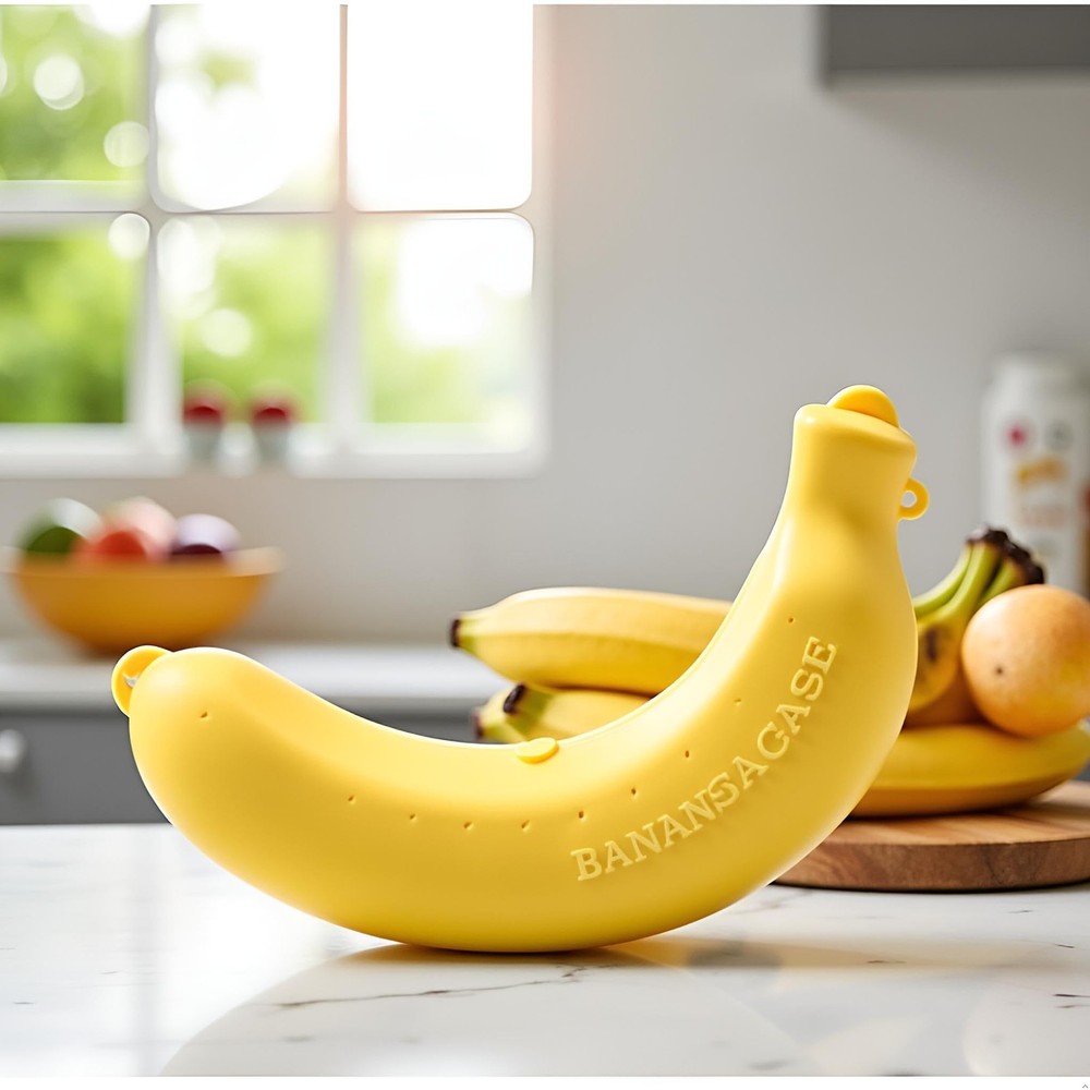 2Pcs Banana Case, Cute Protector Storage Box, Standard, Yellow