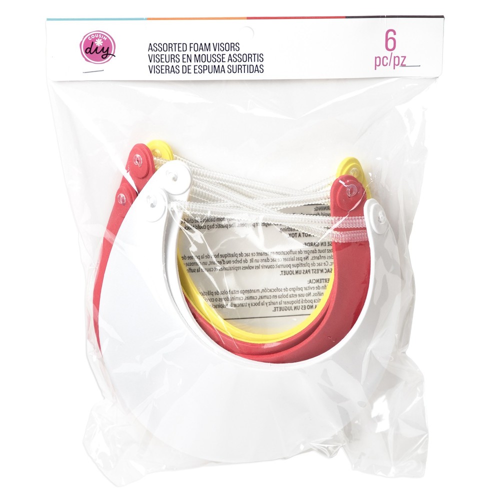 CousinDIY Foam Visor 6/Pkg-Assorted