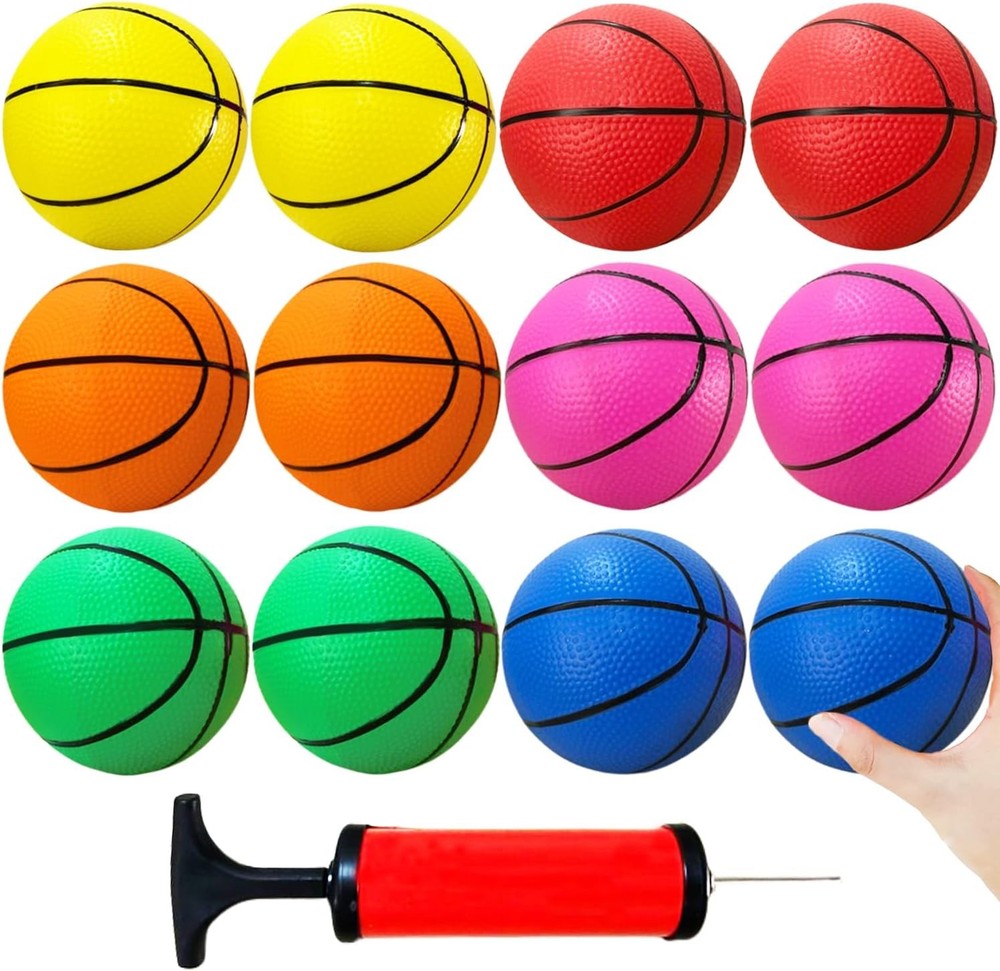 12Pcs 5 Inch Mini Basketballs Inflatable Rubber