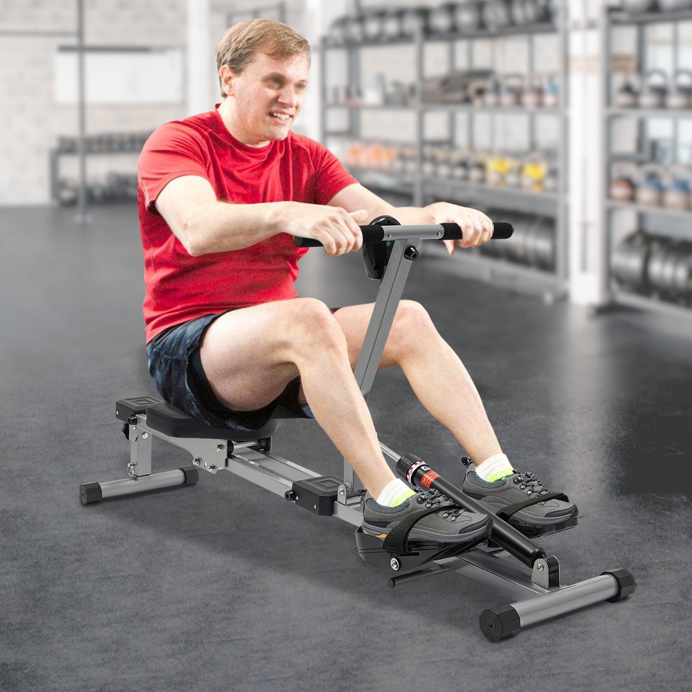 Foldable Rowing Home Rowing Exercise Machine Hydraulic Rowing Machine LED Meter
