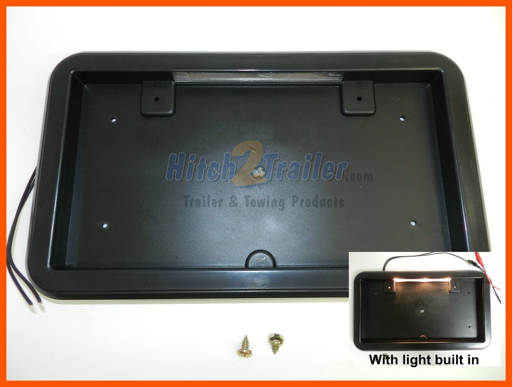 BLACK LICENSE PLATE HOLDER BRACKET W/ LIGHT TRAILER RV CAMPER UTILITY CARGO ABS