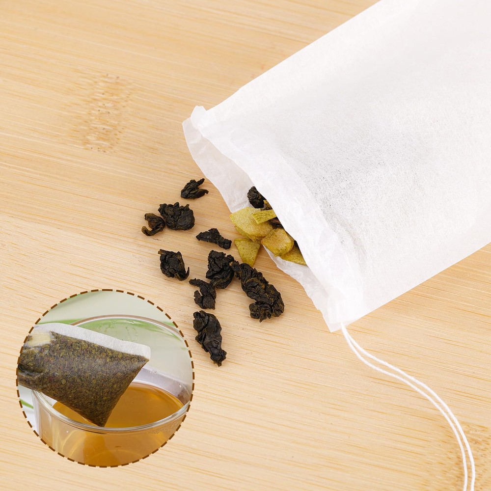 200 Pcs Disposable Tea Filter Bags Empty Drawstring Teabags for Loose Leaf Tea