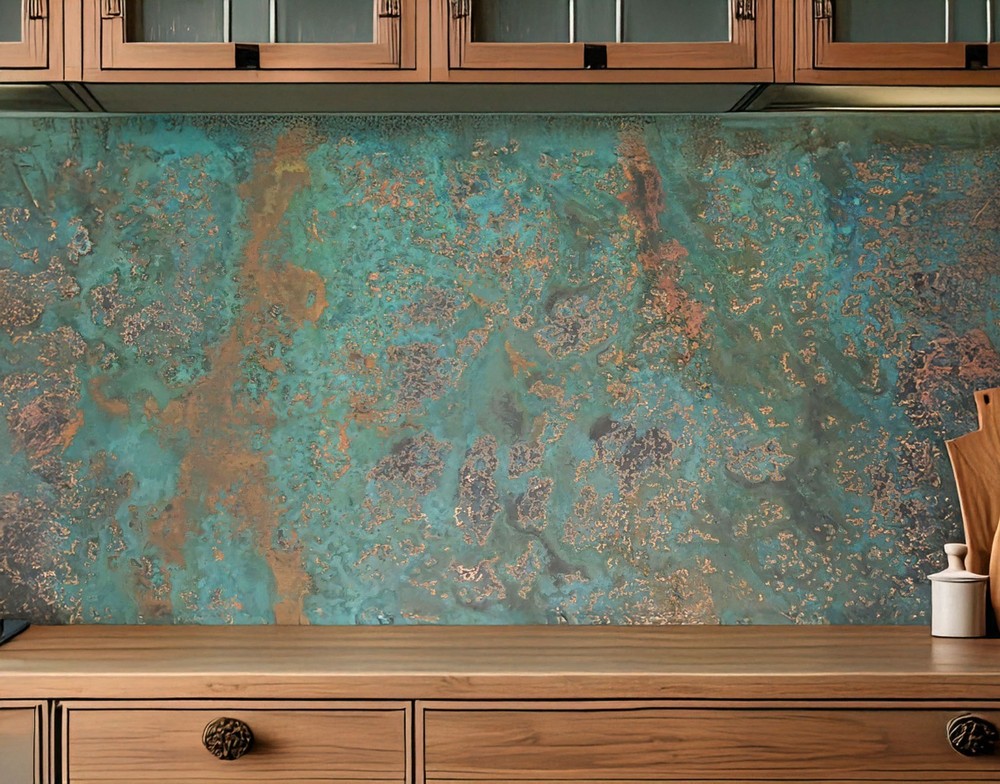 Real Copper Backsplash Panel – Handmade Metal Wall Art Kitchen Decor