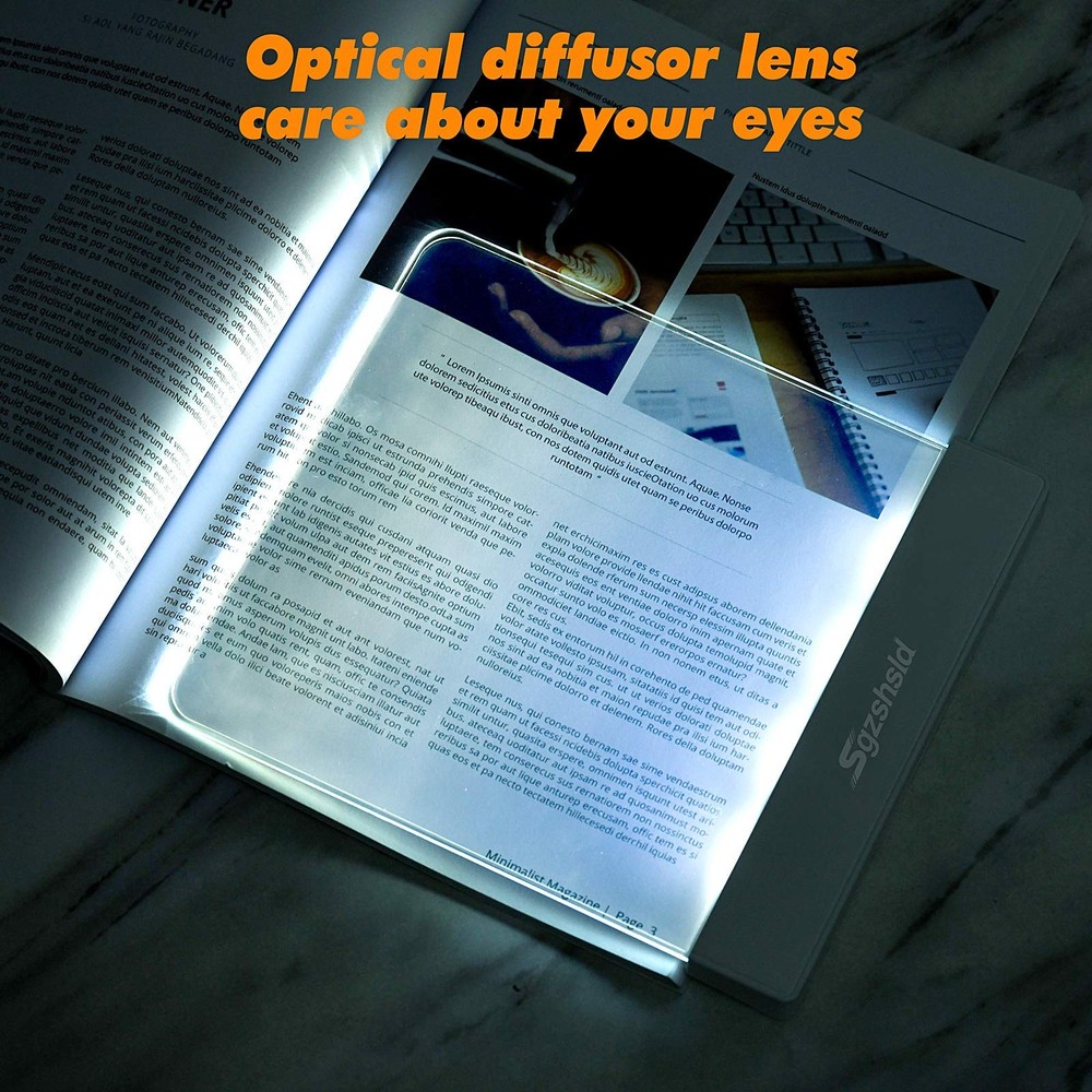 Book Light,Battery Powered Flat Plate led Book lamp,Brightness Adjustable,2 C...