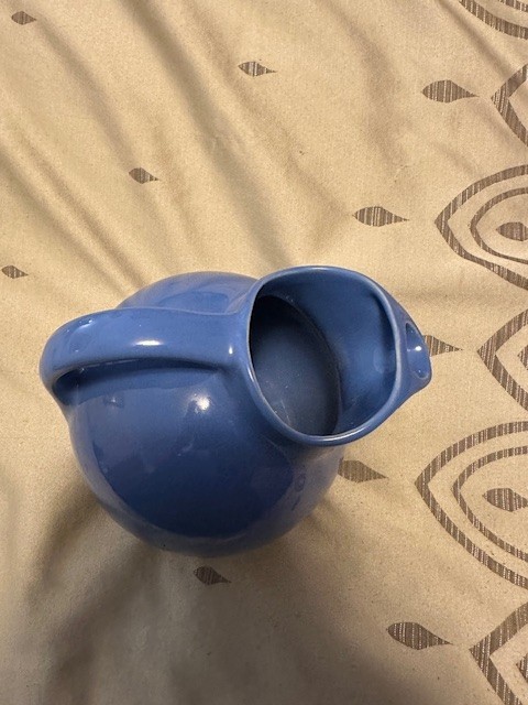 Vintage Solid Blue Rounded Pitcher Good Condition