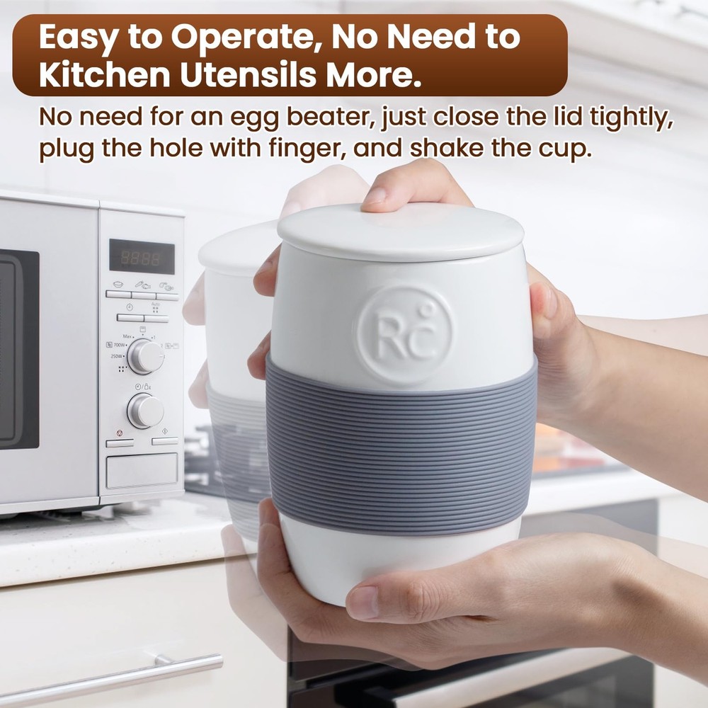 Professional Ceramic Egg Cooker for Microwave, Quick Scrambled Egg Maker Hold...