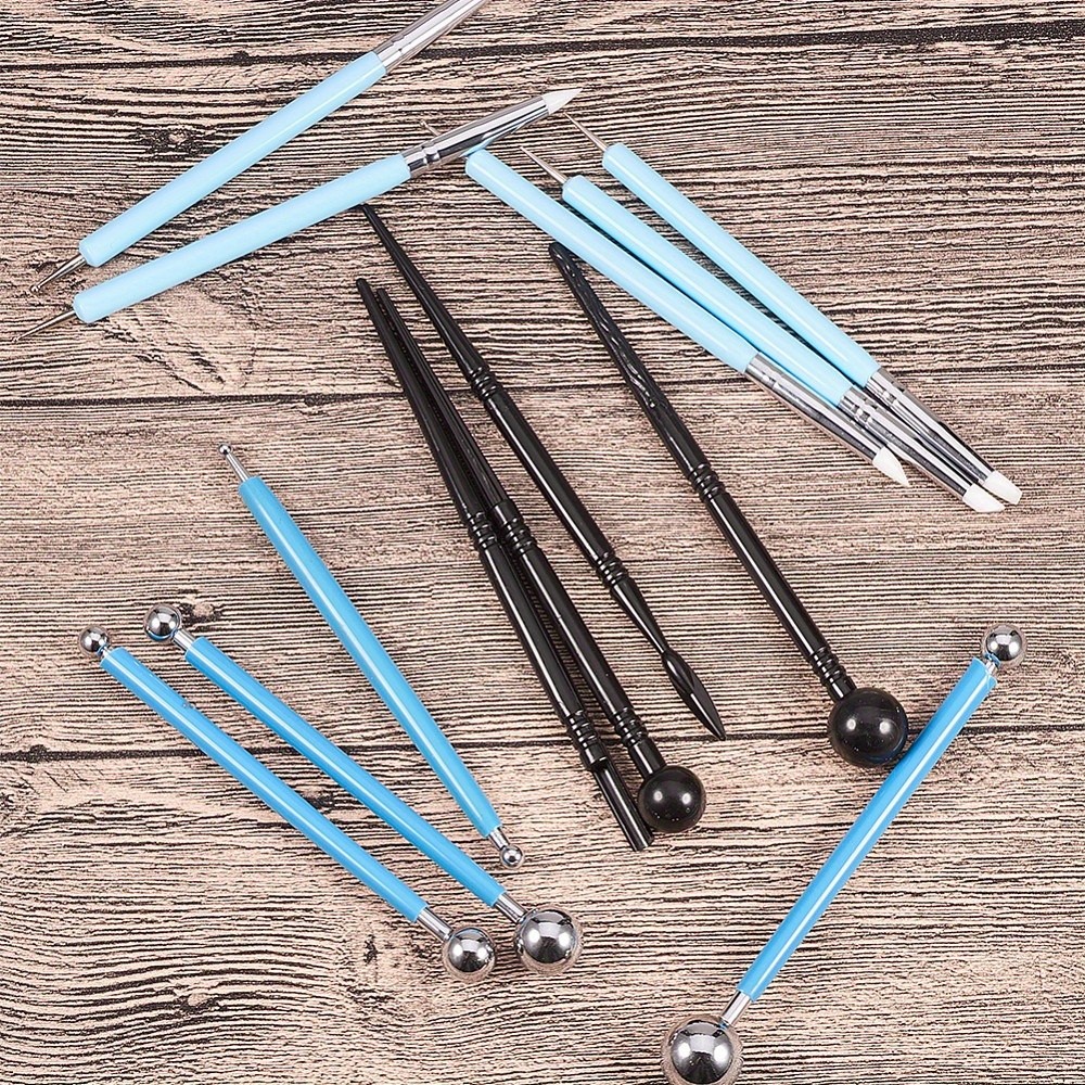 1set 15pcs Clay Sculpting Tools set Ball Stylus Dotting Modeling Tools Polymer