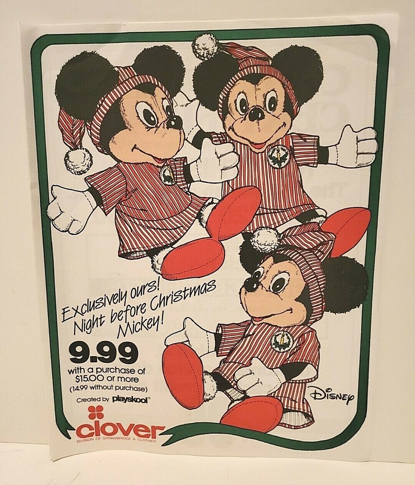 ADVERTISEMENT SHEET CLOVER STRAWBRIDGE CLOTHIER PLAYSKOOL DISNEY MICKEY MOUSE