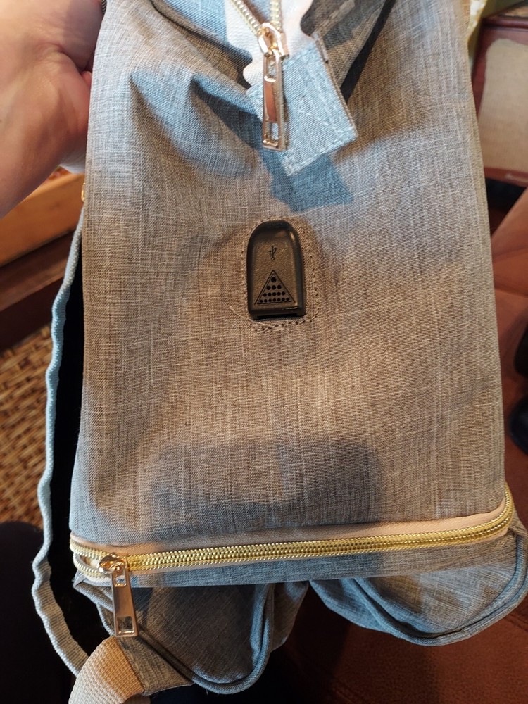 Momigo Breast Pump Backpack Bag Double layer Insulation USB Charging Grey Great!