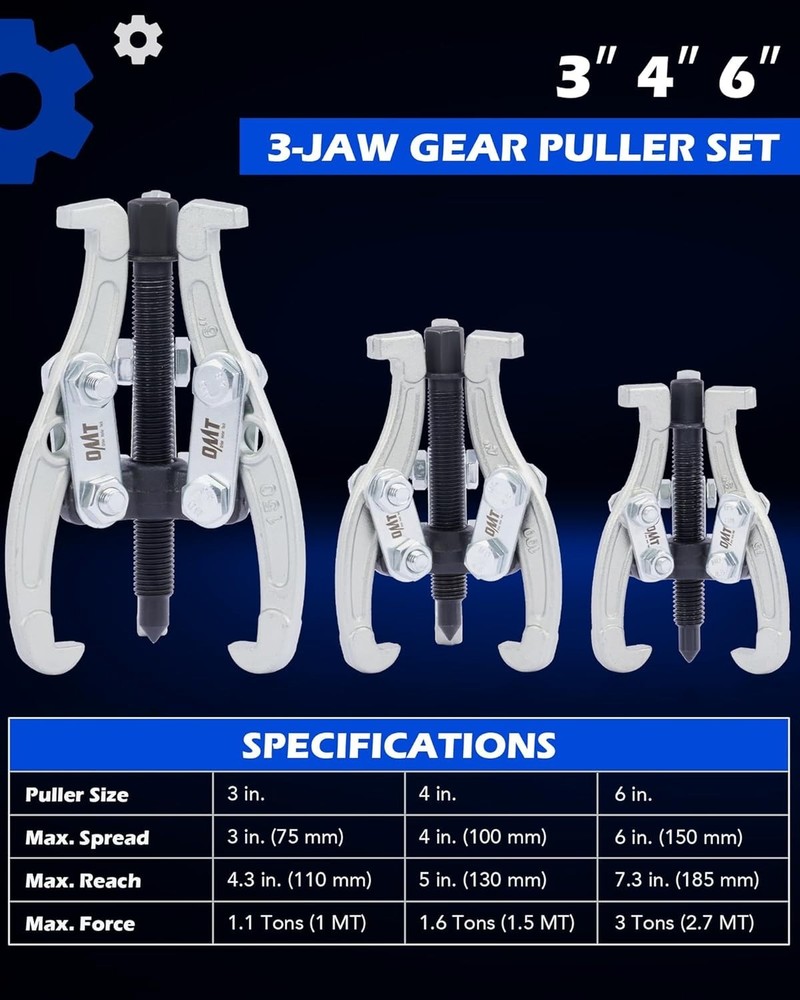 Heavy Duty Pulley Puller with Reversible Jaws - 3 pcs Kit