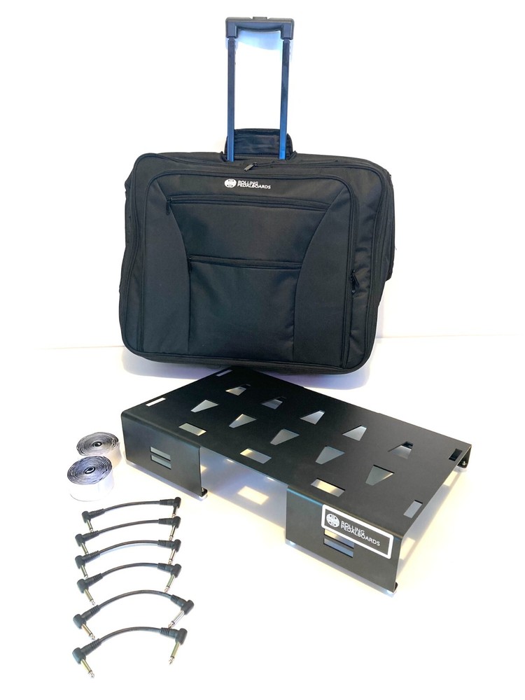 Guitar pedal Board aluminum 22" Rolling Case Pedalboard: Bundle Cables hook loop