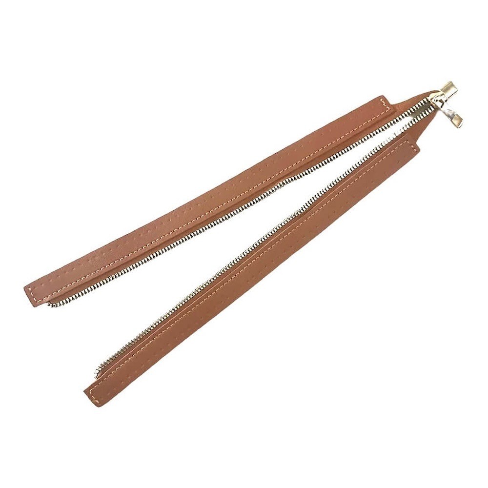 Leather Zipper Extra Large (30cm x 4.5cm), Brown