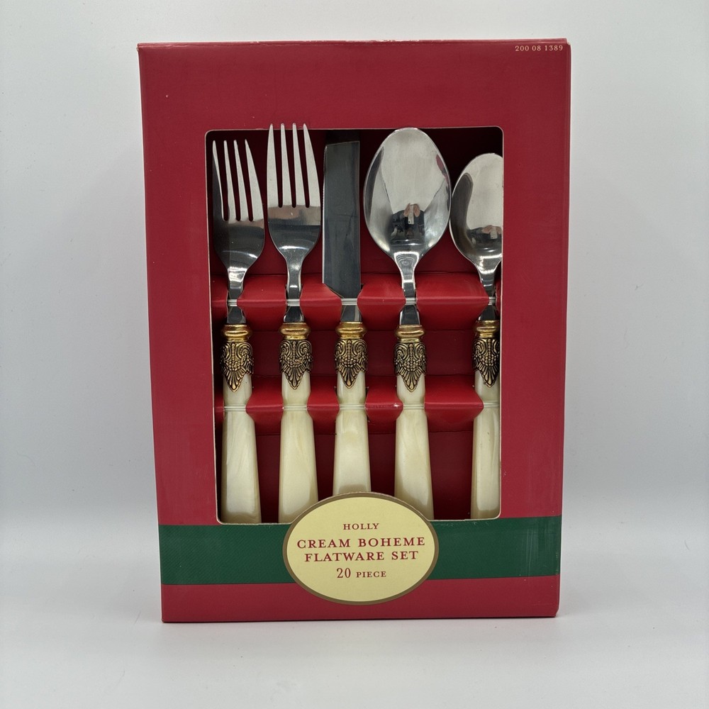 Holly Cream Boheme 20-piece Flatware Set~NEW