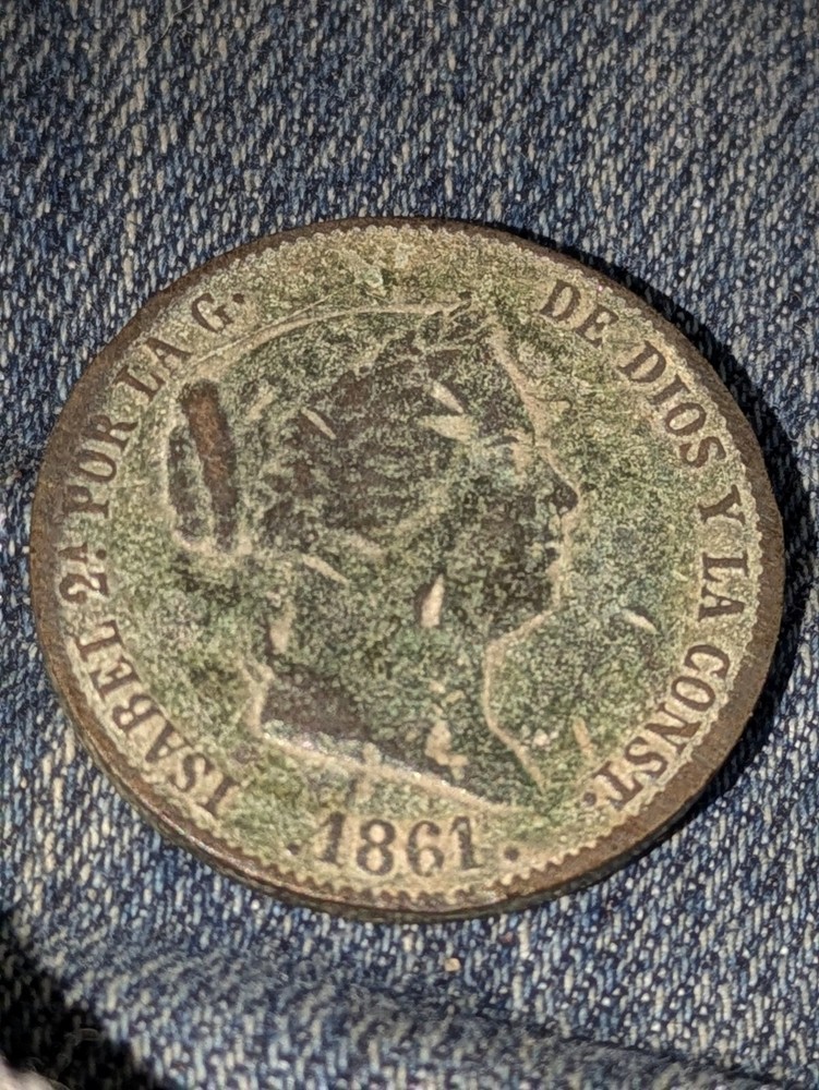 1861 Spain 25 Cent De Real Isabel II.