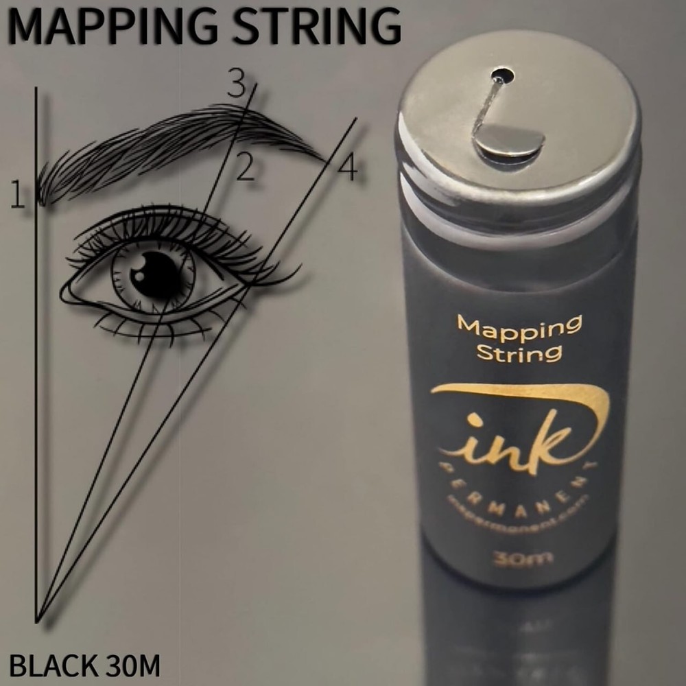 Black Brow Mapping String [2 X 100 Ft Bottles - 60 m] Pre-Inked Brow Mapping Kit