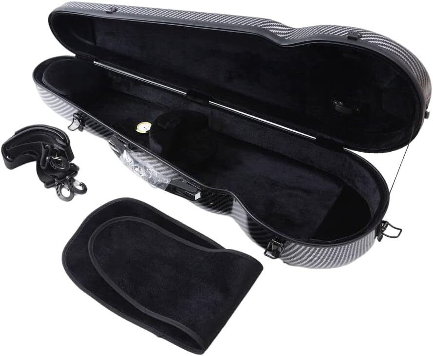4/4 Violin Case Carbon Fiber Material Soft Thick Padding Hygrometer Light Case