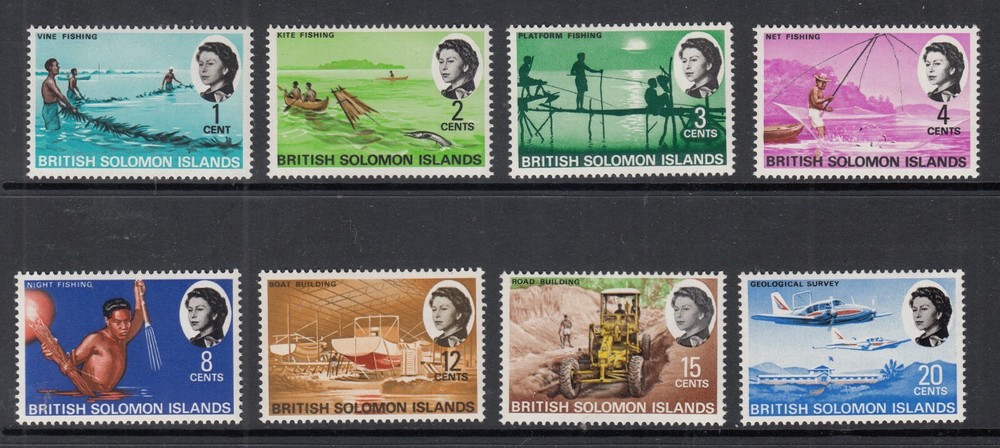 British Solomon Islands: QE2 Normal and Glazed, UMM Sets