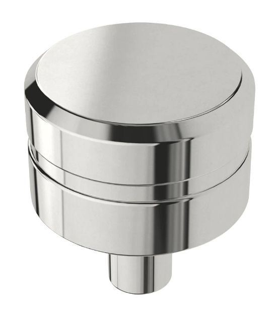 1" Etched Modern Cylinder Knob Polished Chrome