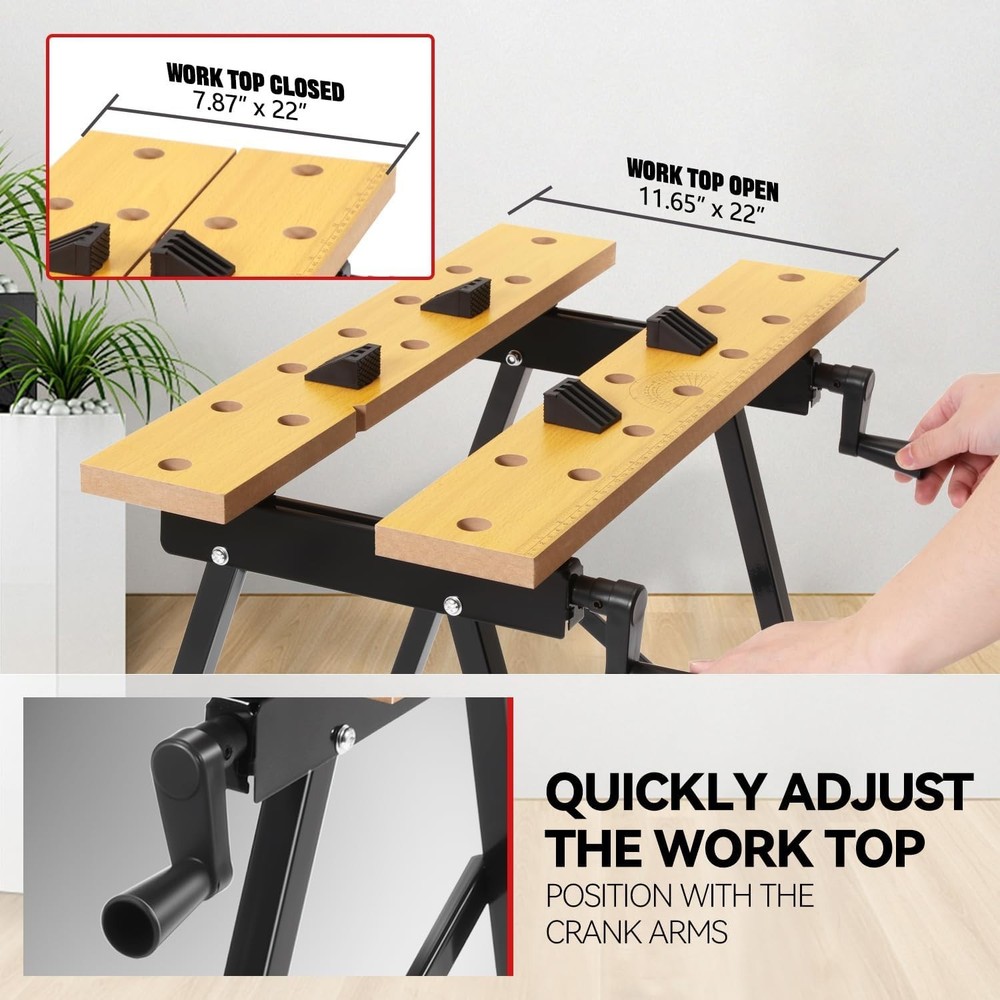 Adjustable Folding Workbench 8-12" Portable Work Table with Protractor