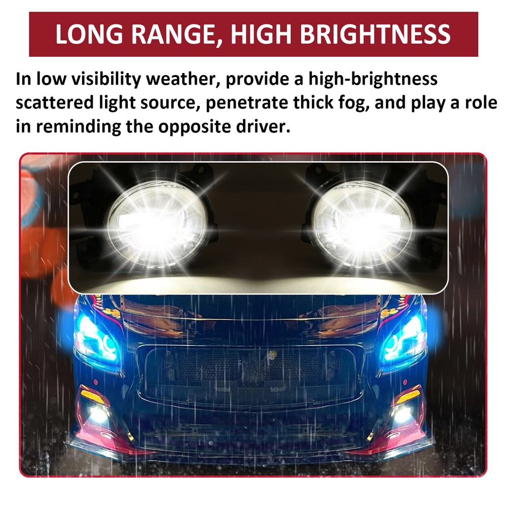 Front Bumper LED Fog Light Lamp LH & RH Pair for 14-20 Infiniti Q50 QX60 QX80