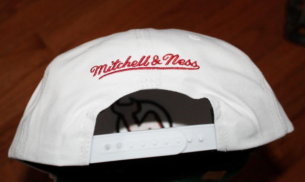 Mitchell & Ness NEW JERSEY DEVILS Cap Snapback WHITE Hat ROPE A-FRAME *6J