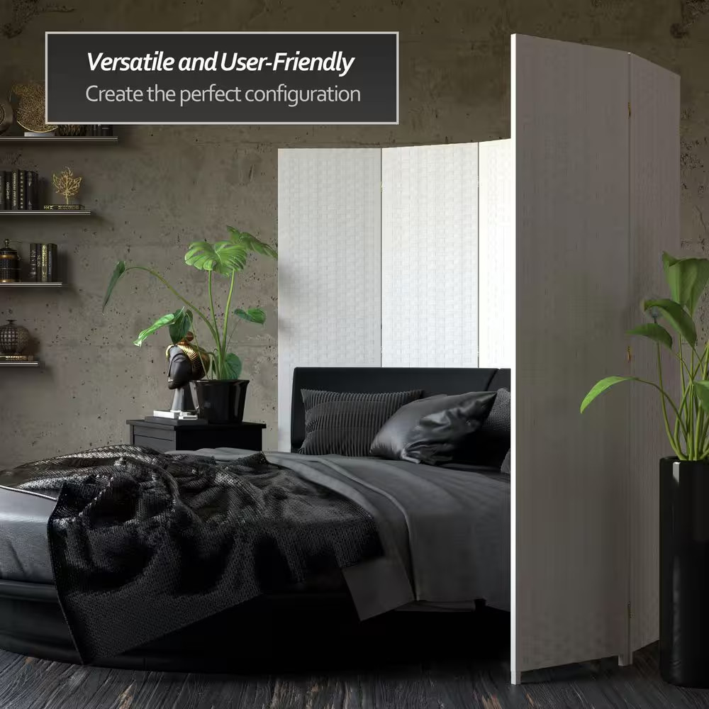 6 Ft. White 4-Panel Room Divider