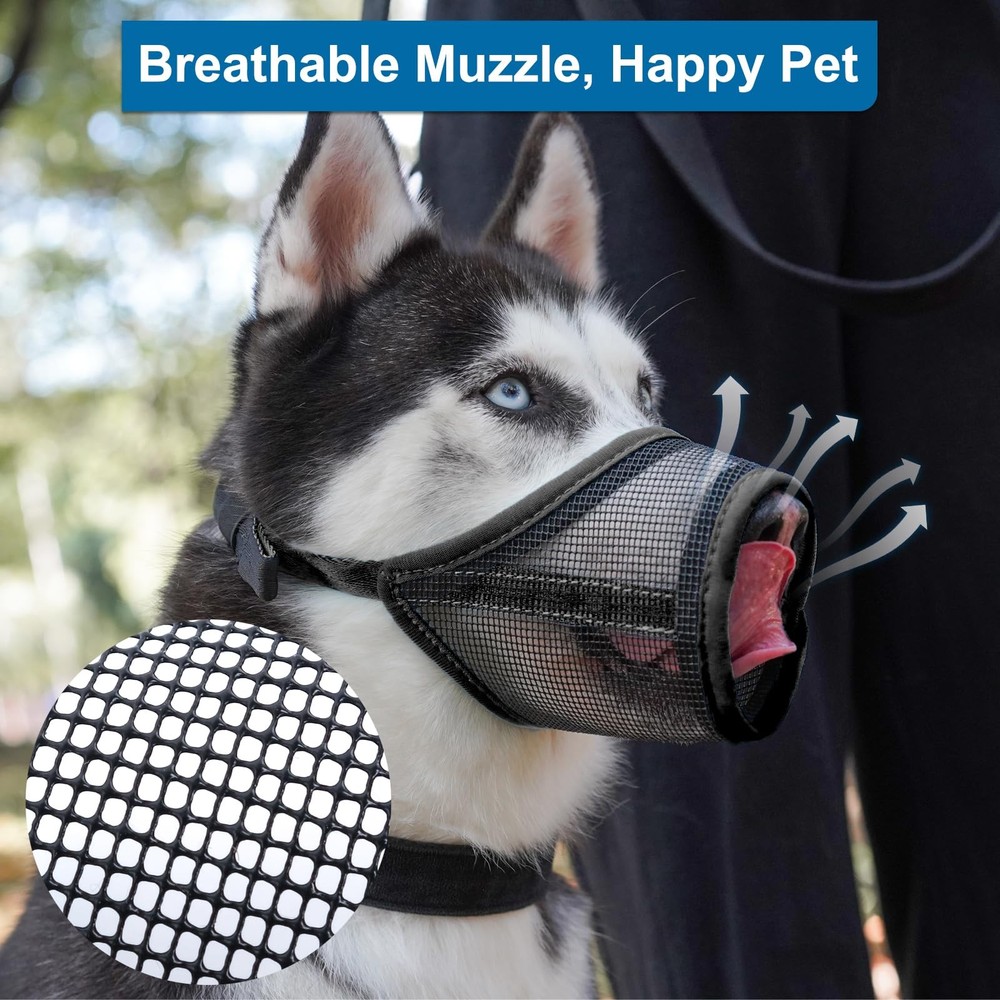 Dog Muzzle, Mesh Muzzle for Large Medium Dogs, Soft Mouth Cover to Prevent Bi...