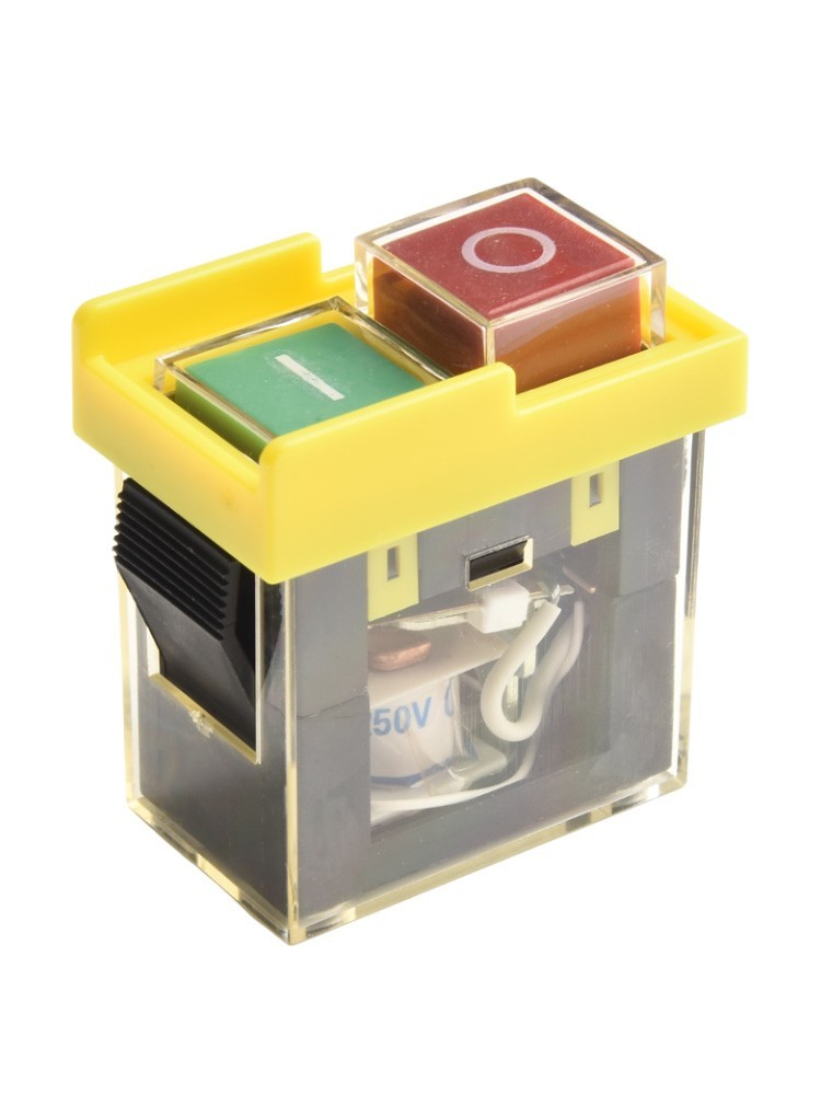 User friendly start button switch with power off and undervoltage protection