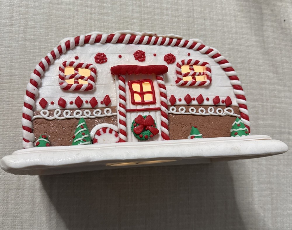 Christmas LED-Lighted Red Gingerbread Candy Cane House
