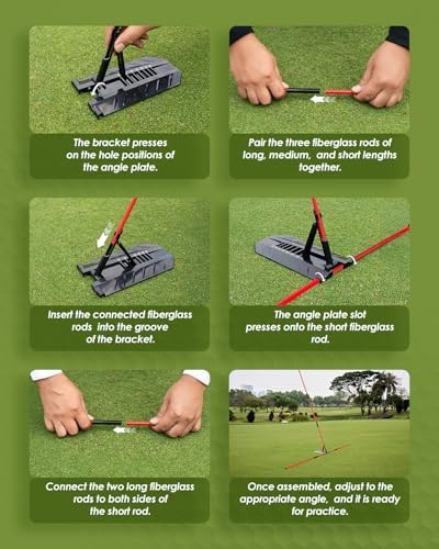 Golf Alignment Sticks - Foldable Golf Training Aid Golf Swing Training Aid Red