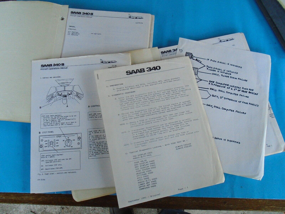 SAAB 340B Aircraft Operators manuals lot