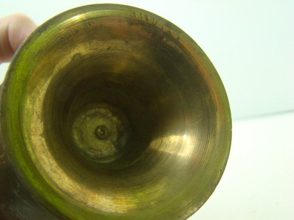 Vintage Solid Brass Itched Leaf Footed Bowl India 3.5" tall 4.5" opening Planter