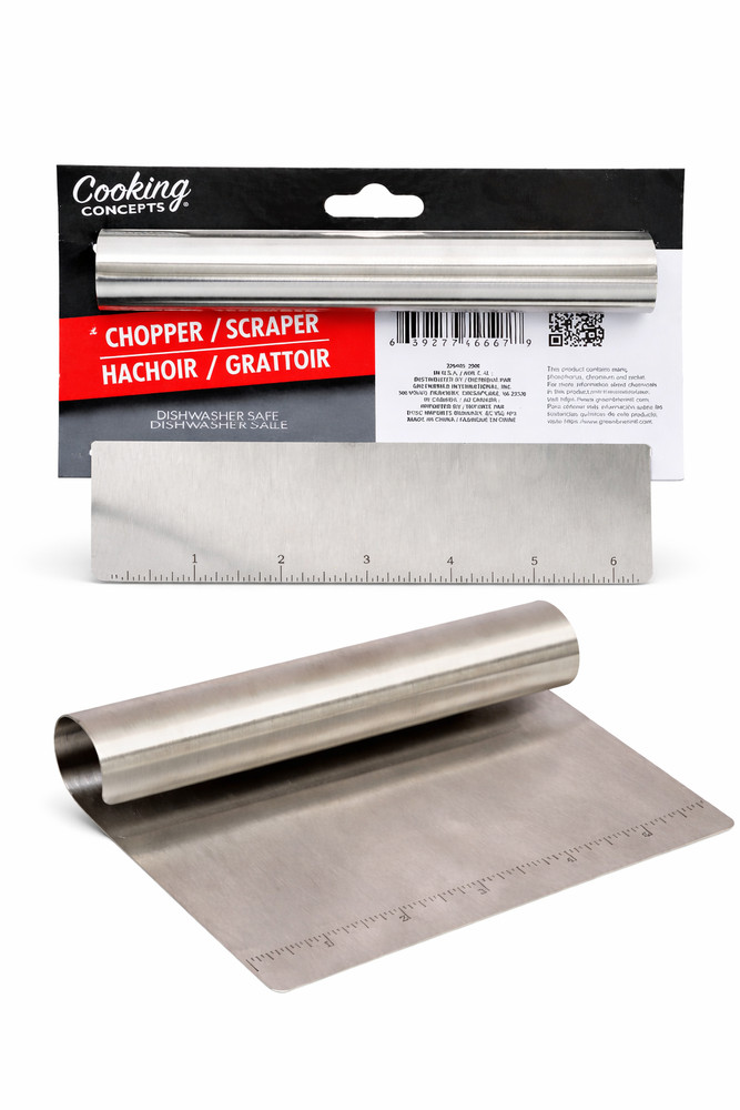 2 Pack Stainless Steel Bench Scraper & Rolling Pin Set Chopper Dough Scraper