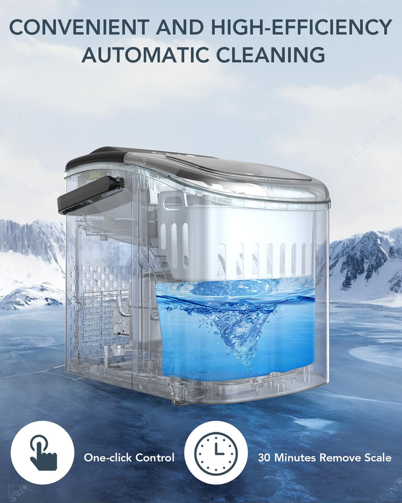Ice Maker Countertop, Efficient Easy Carry Ice Machine, Self-Cleaning Ice Maker