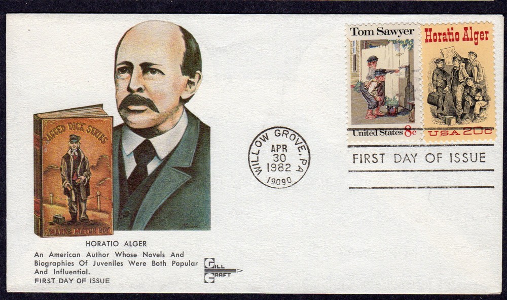 1982 Author Horatio Alger 150th - Gill Craft COMBO FDC QW524