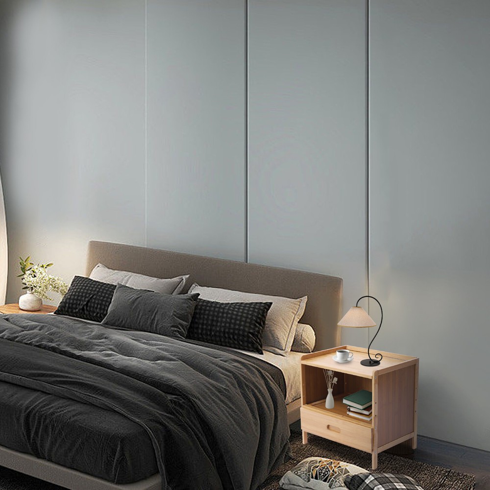 Bedroom Storage Organizer Side Table Bamboo Bedside Nightstand End Table+Drawer