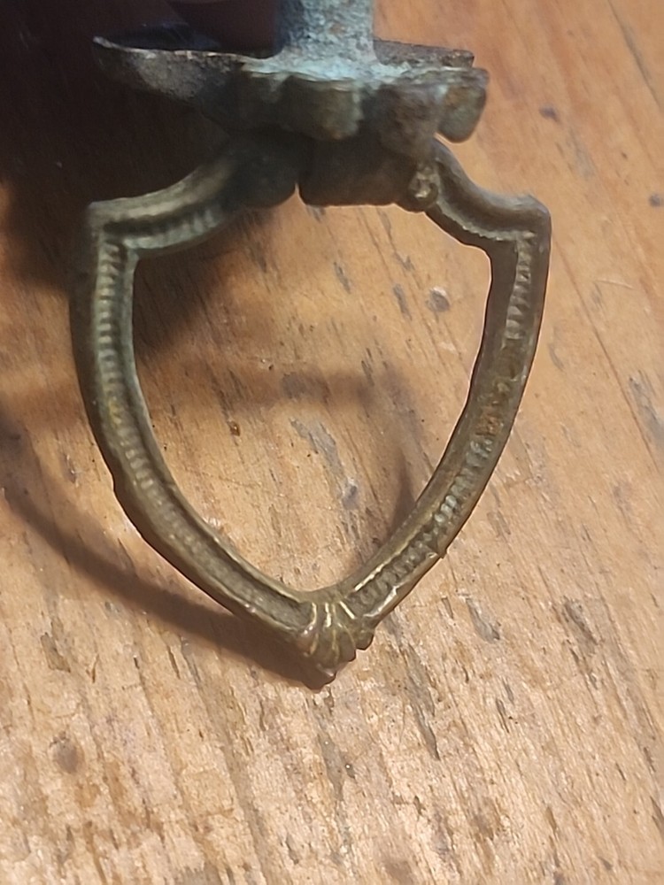 Single Ornate Brass Drop Bail Drawer Pull ~ Single Hole Mount ~ Small - CvHP