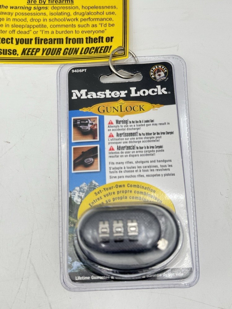 NEW Master Lock 94DSPT MasterLock Trigger Gun Lock Combination Black